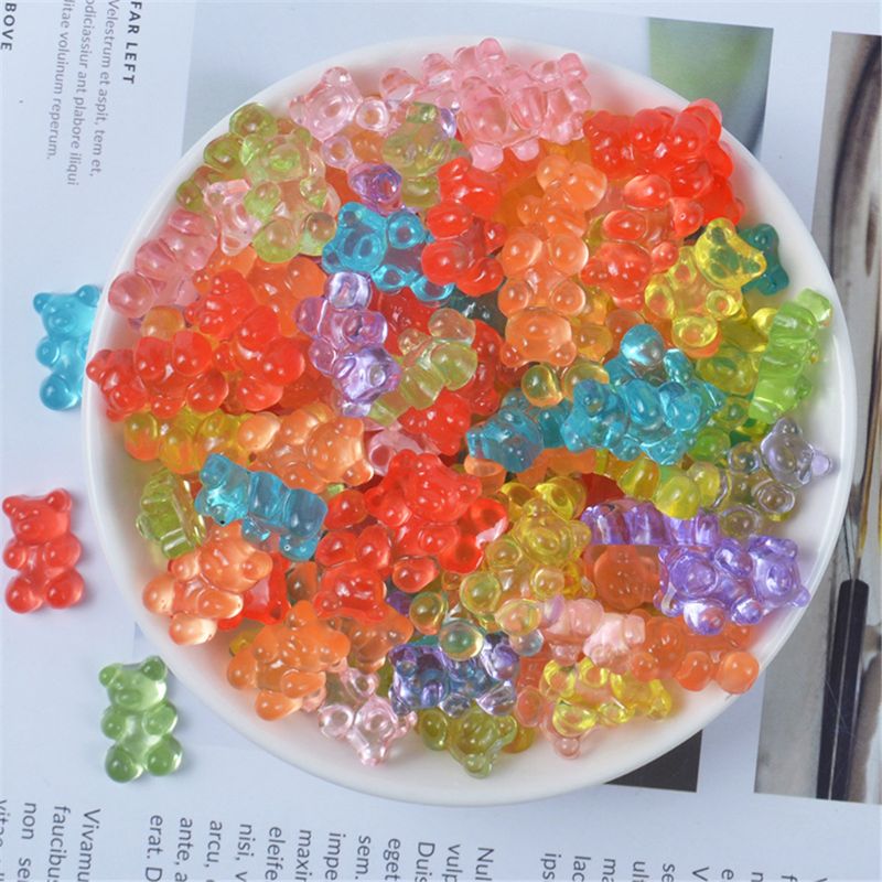HGYCPP 12Pcs Mini Bear Beads Rubber Soft Slime Charms Plasticine Slime  Accessories Beads For Crystal Mud Fluffy Slime 